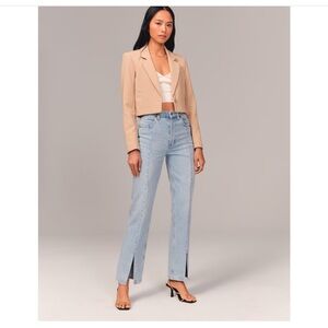 ABERCROMBIE & FITCH The 90s Straight Leg Ultra High Rise Seam Split Hem Jeans